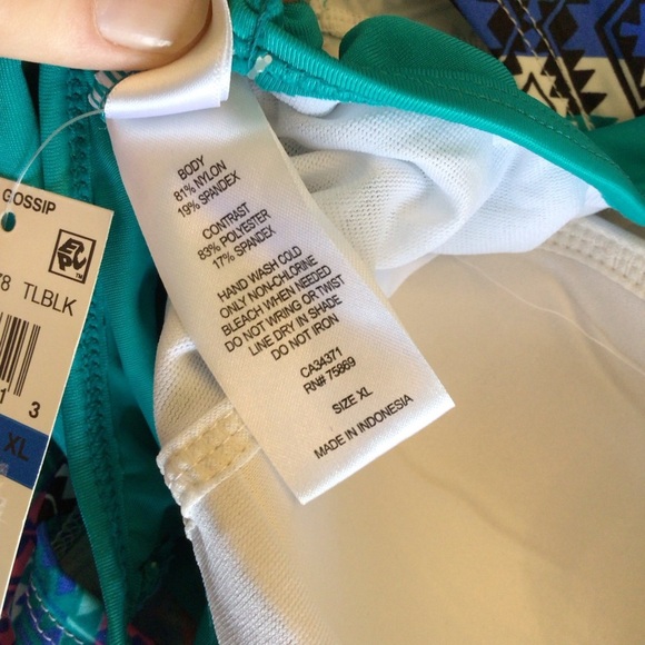 Go Gossip Womens Aqua Aztec Print Layered Cut Out Tankini Swimsuit Top Size XL - Picture 8 of 8